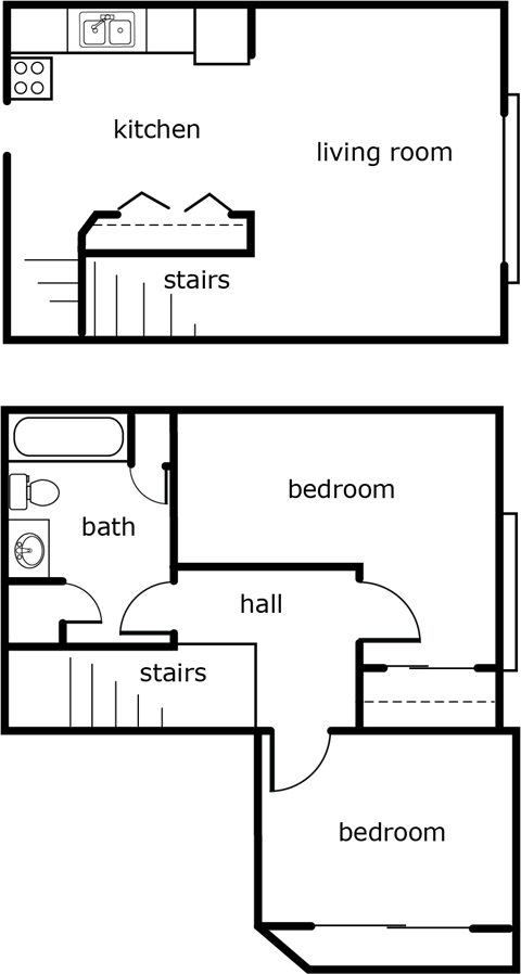 Kearney House 2 Bed 1 Bath 845 SF